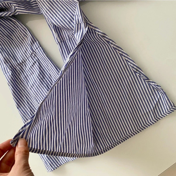 Merona Cotton  Blue & White Striped Button Down Shirt Roses Size XS - Picture 7 of 13